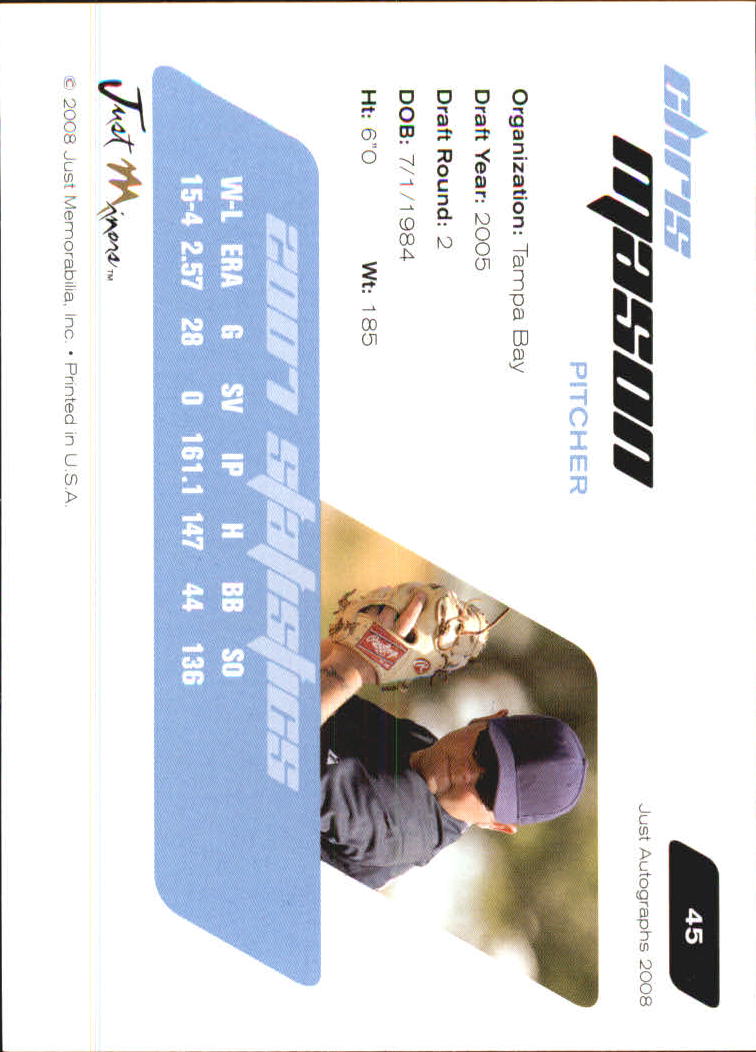 B6603- 2008 Just Autographs Baseball Card #s 1-80 -You Pick- 15+ FREE US SHIP - Picture 33 of 59