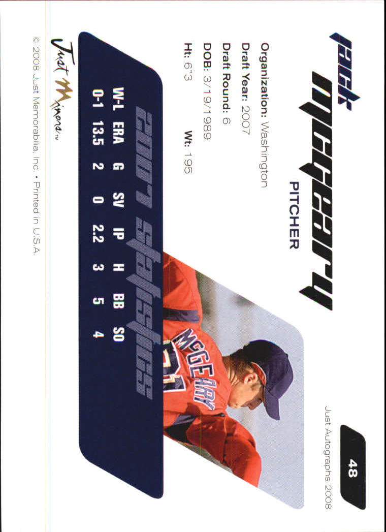 B6603- 2008 Just Autographs Baseball Card #s 1-80 -You Pick- 15+ FREE US SHIP - Picture 95 of 159