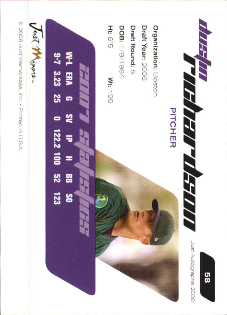 B6603- 2008 Just Autographs Baseball Card #s 1-80 -You Pick- 15+ FREE US SHIP - Picture 43 of 59