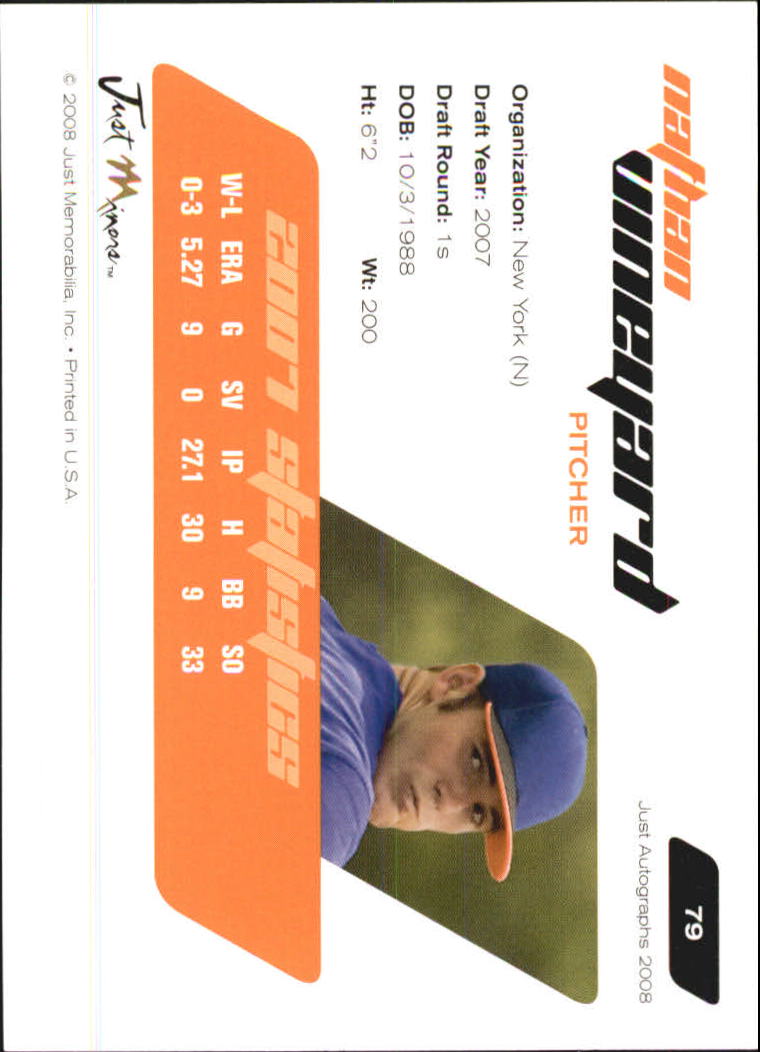 B6603- 2008 Just Autographs Baseball Card #s 1-80 -You Pick- 15+ FREE US SHIP - Picture 157 of 159