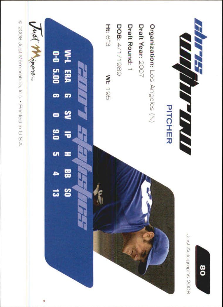 B6603- 2008 Just Autographs Baseball Card #s 1-80 -You Pick- 15+ FREE US SHIP - Picture 59 of 59