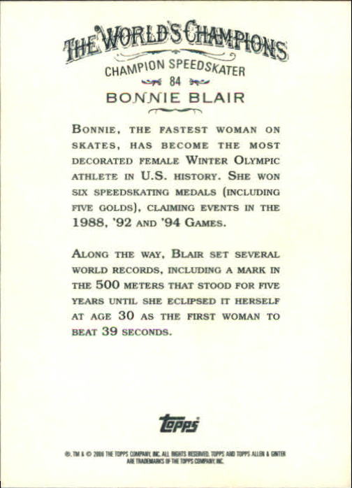 2008 Topps Allen and Ginter #84 Bonnie Blair back image