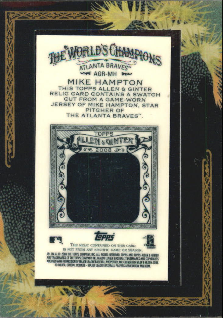 2008 Topps Allen and Ginter Relics #MH Mike Hampton Jsy C back image