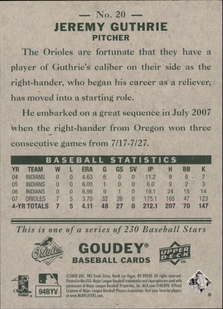 A1813- 2008 Upper Deck Goudey BB Card #s 1-200 -You Pick- 15+ FREE US SHIP - Picture 39 of 387