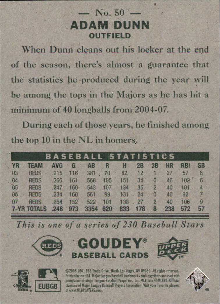 A1813- 2008 Upper Deck Goudey BB Card #s 1-200 -You Pick- 15+ FREE US SHIP - Picture 95 of 387