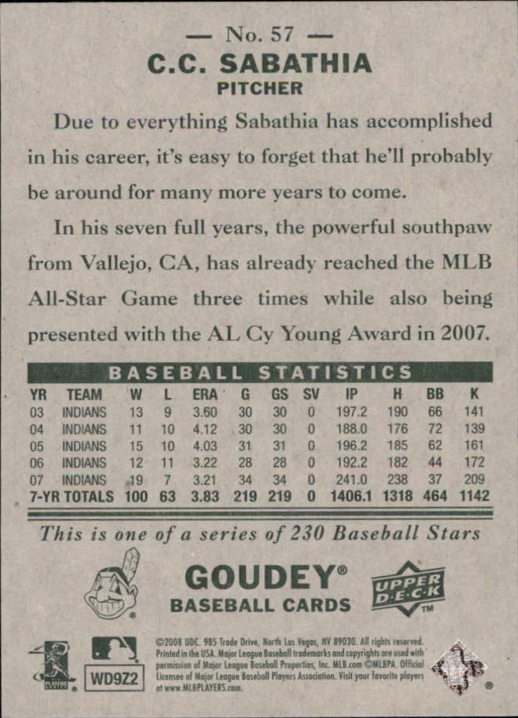 A1813- 2008 Upper Deck Goudey BB Card #s 1-200 -You Pick- 15+ FREE US SHIP - Picture 107 of 387