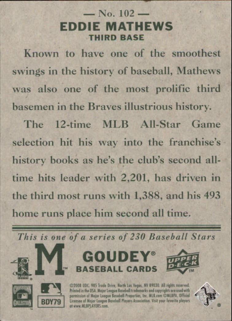 A1813- 2008 Upper Deck Goudey BB Card #s 1-200 -You Pick- 15+ FREE US SHIP - Picture 193 of 387