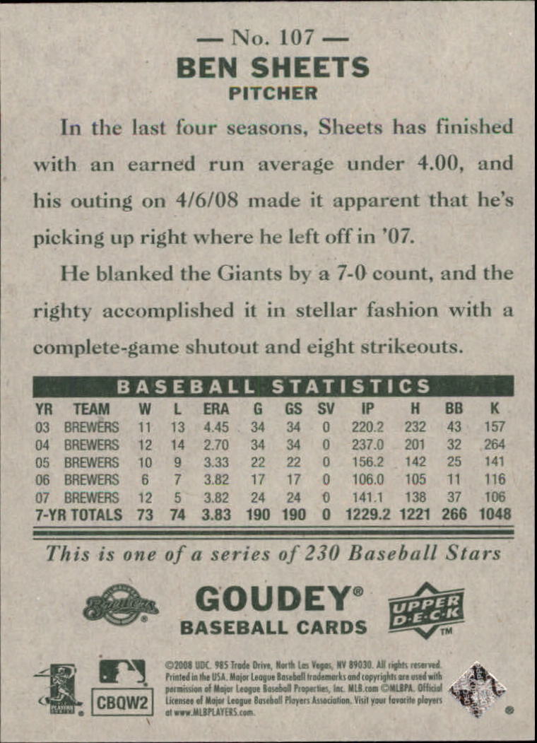 A1813- 2008 Upper Deck Goudey BB Card #s 1-200 -You Pick- 15+ FREE US SHIP - Picture 203 of 387