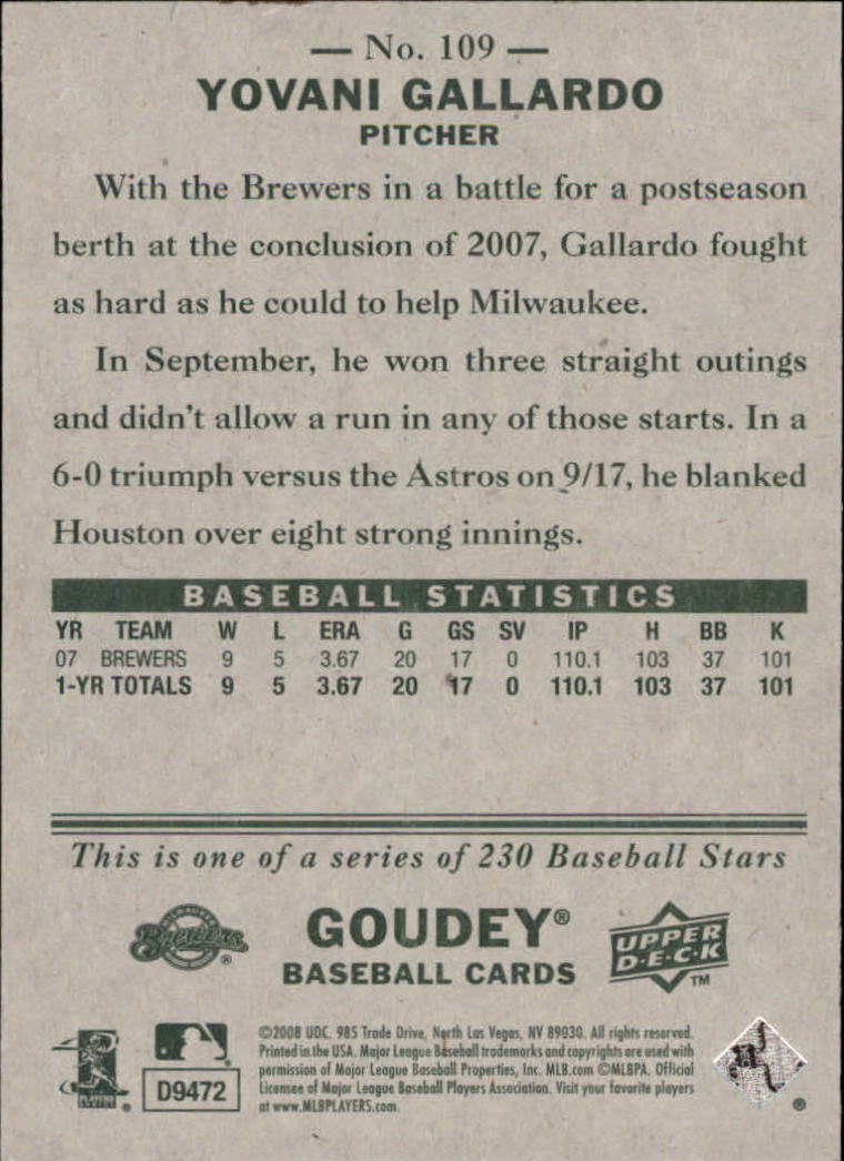 A1813- 2008 Upper Deck Goudey BB Card #s 1-200 -You Pick- 15+ FREE US SHIP - Picture 207 of 387