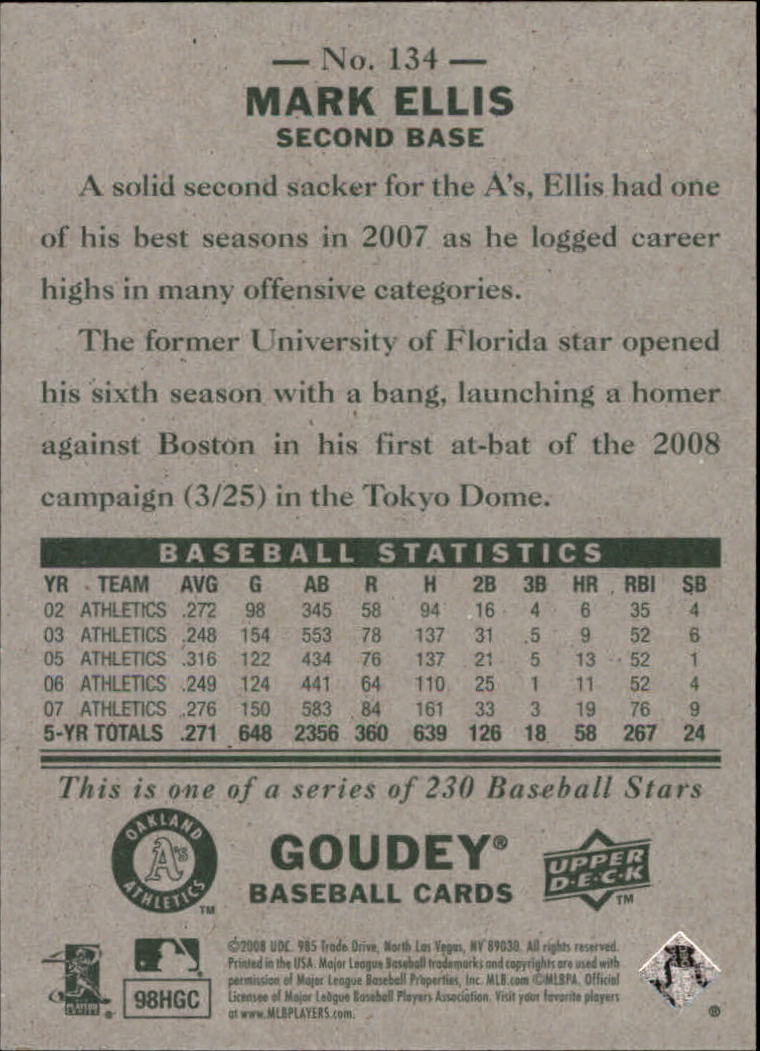 A1813- 2008 Upper Deck Goudey BB Card #s 1-200 -You Pick- 15+ FREE US SHIP - Picture 257 of 387