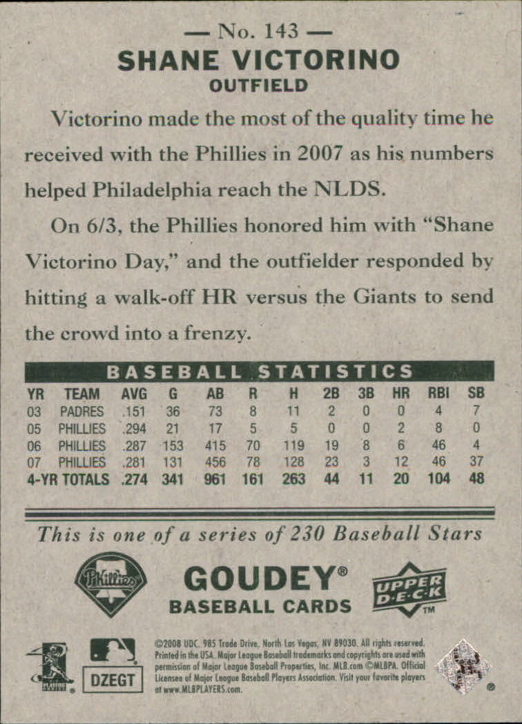 A1813- 2008 Upper Deck Goudey BB Card #s 1-200 -You Pick- 15+ FREE US SHIP - Picture 275 of 387