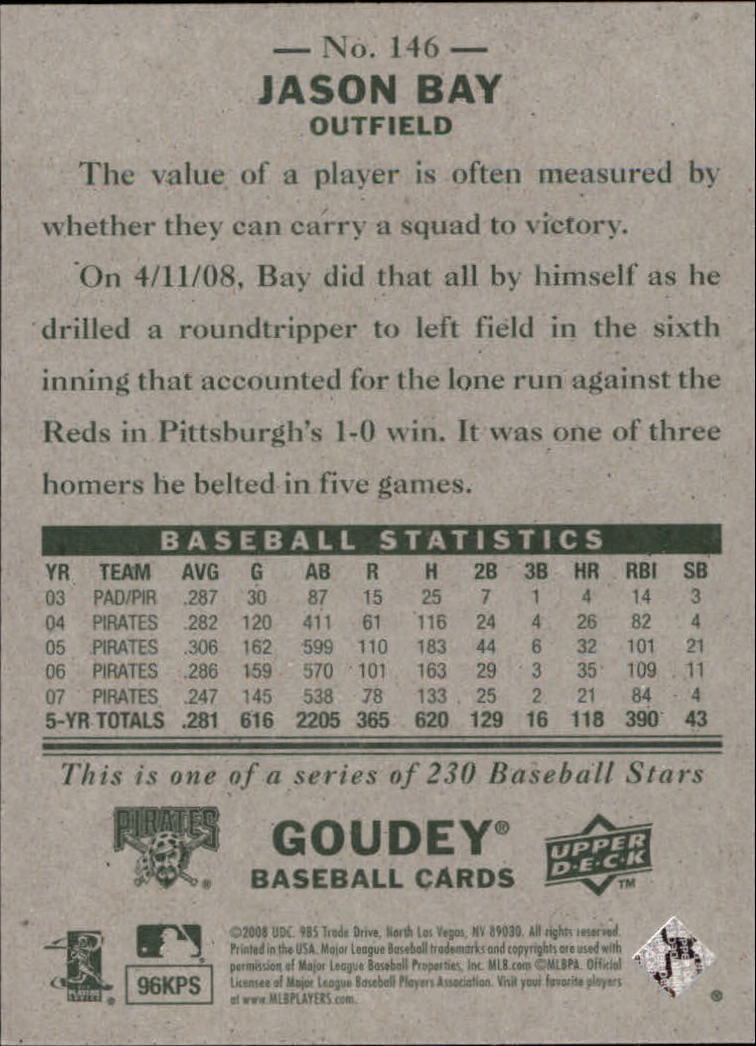 A1813- 2008 Upper Deck Goudey BB Card #s 1-200 -You Pick- 15+ FREE US SHIP - Picture 279 of 387