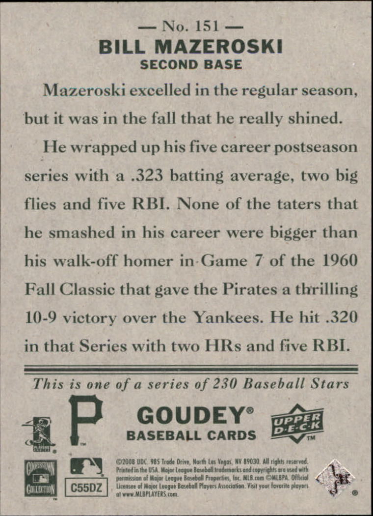 A1813- 2008 Upper Deck Goudey BB Card #s 1-200 -You Pick- 15+ FREE US SHIP - Picture 289 of 387