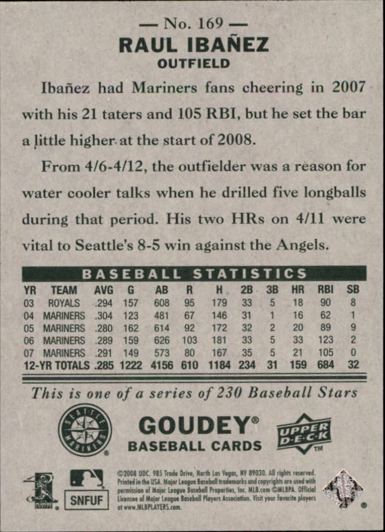 A1813- 2008 Upper Deck Goudey BB Card #s 1-200 -You Pick- 15+ FREE US SHIP - Picture 325 of 387