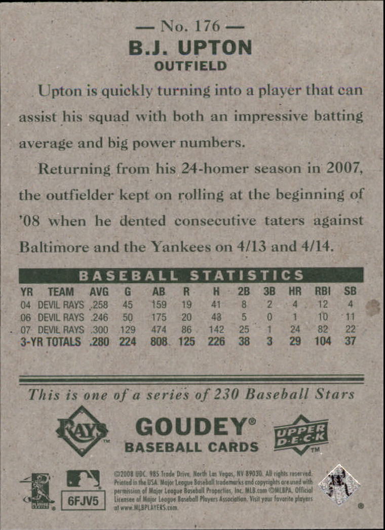 A1813- 2008 Upper Deck Goudey BB Card #s 1-200 -You Pick- 15+ FREE US SHIP - Picture 339 of 387