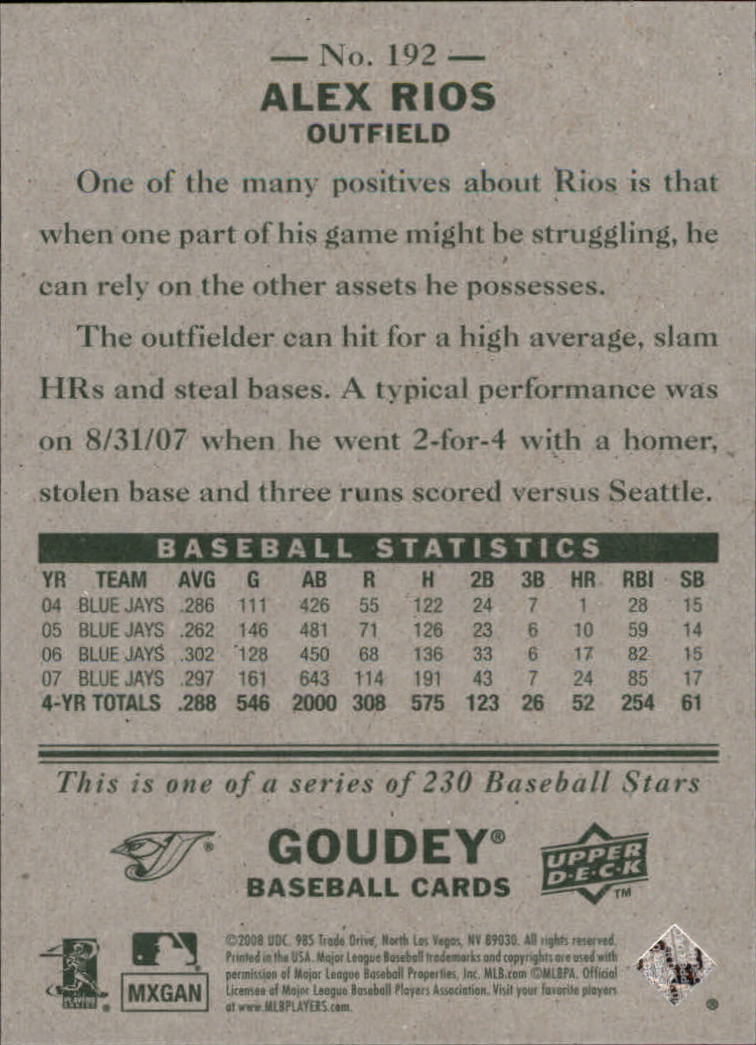 A1813- 2008 Upper Deck Goudey BB Card #s 1-200 -You Pick- 15+ FREE US SHIP - Picture 371 of 387