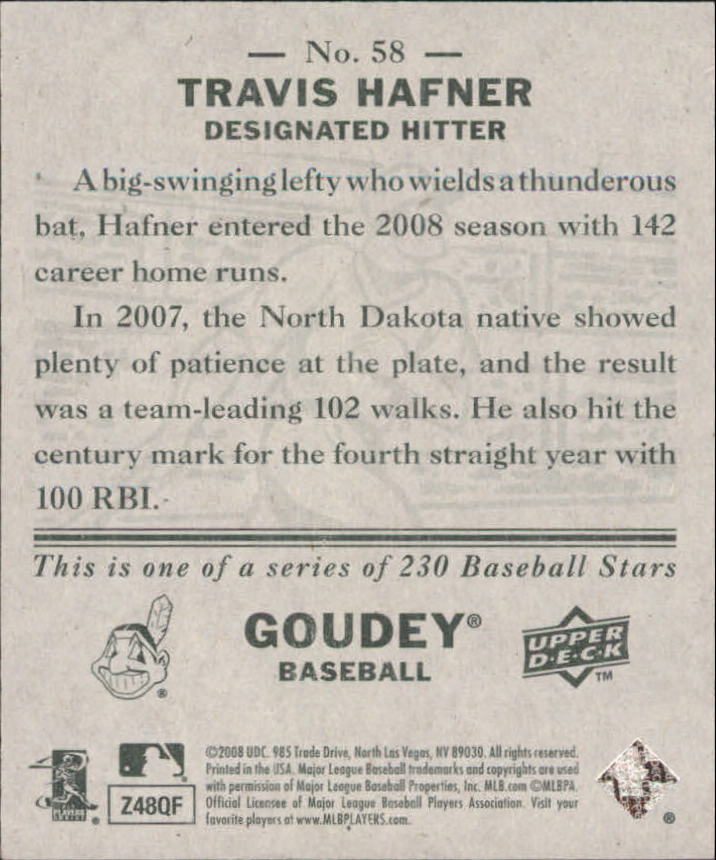 2008 Upper Deck Goudey Mini Green Backs #58 Travis Hafner