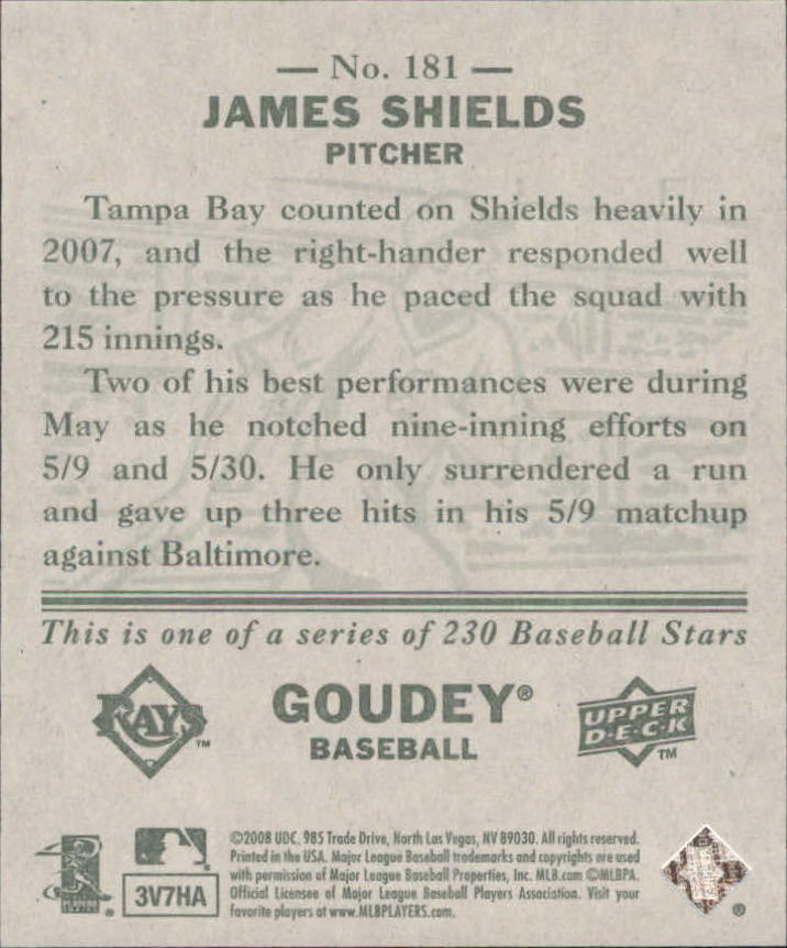 2008 Upper Deck Goudey Mini Green Backs #181 James Shields
