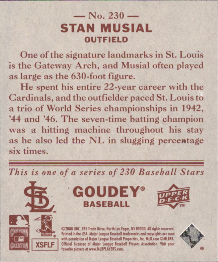 2008 Upper Deck Goudey Mini Red Backs #230 Stan Musial