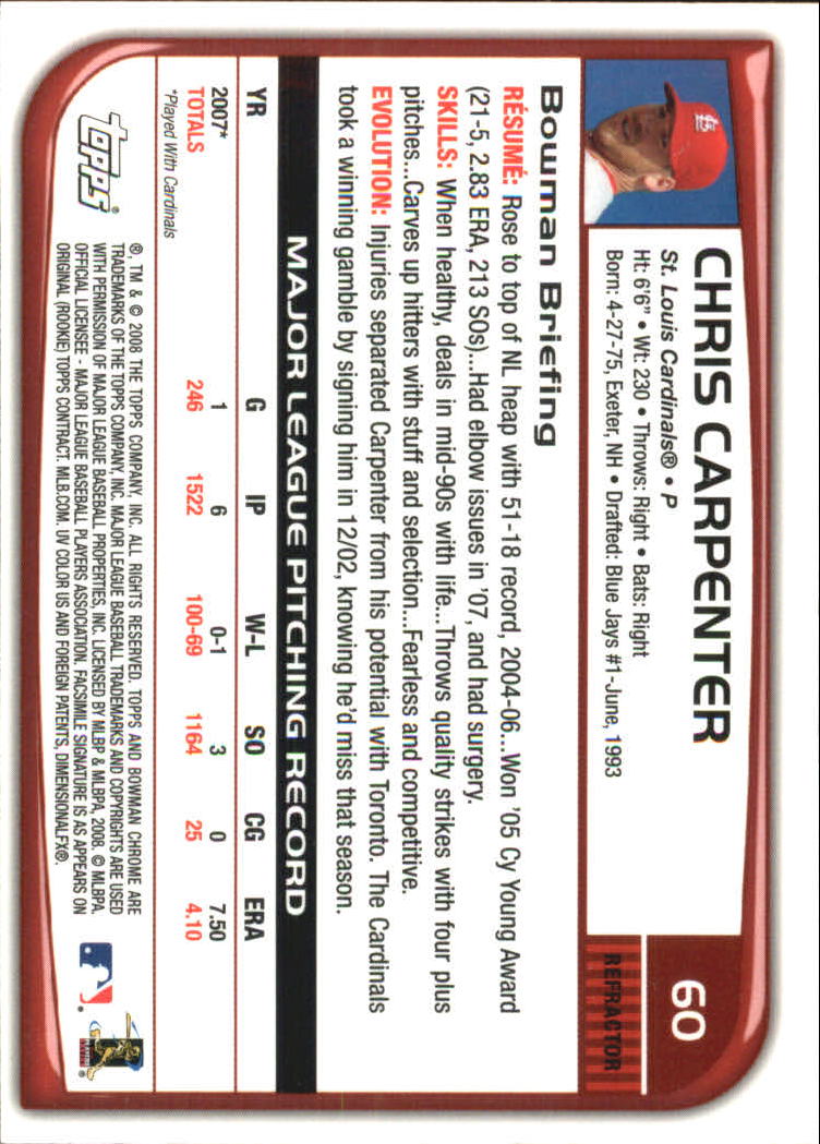 B1057- 2008 Bowman Chrome Refractors BB #s 1-220 -You Pick- 15+ FREE US SHIP - Picture 89 of 329