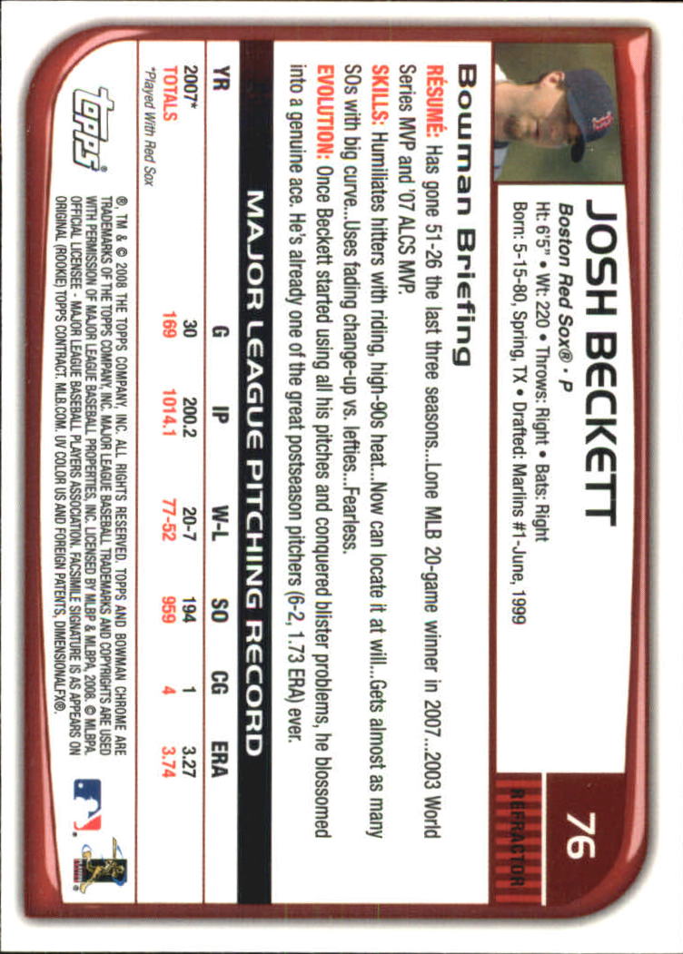 B1057- 2008 Bowman Chrome Refractors BB #s 1-220 -You Pick- 15+ FREE US SHIP - Picture 115 of 329
