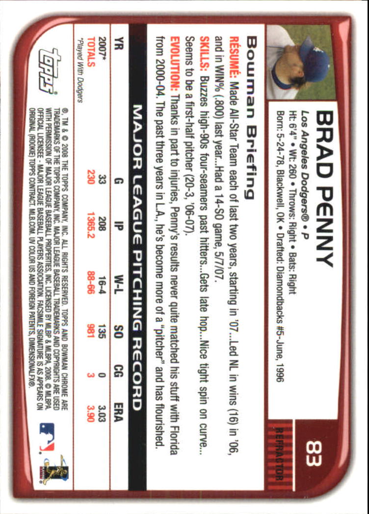 B1057- 2008 Bowman Chrome Refractors BB #s 1-220 -You Pick- 15+ FREE US SHIP - Picture 121 of 329