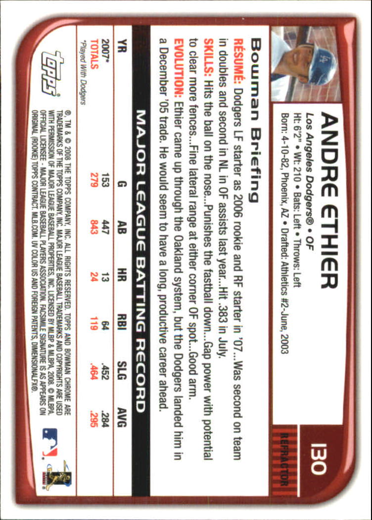 B1057- 2008 Bowman Chrome Refractors BB #s 1-220 -You Pick- 15+ FREE US SHIP - Picture 191 of 329