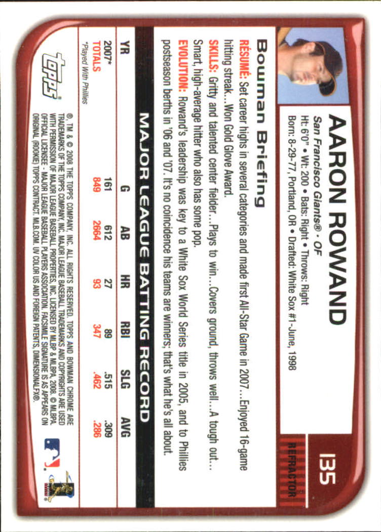 B1057- 2008 Bowman Chrome Refractors BB #s 1-220 -You Pick- 15+ FREE US SHIP - Picture 201 of 329