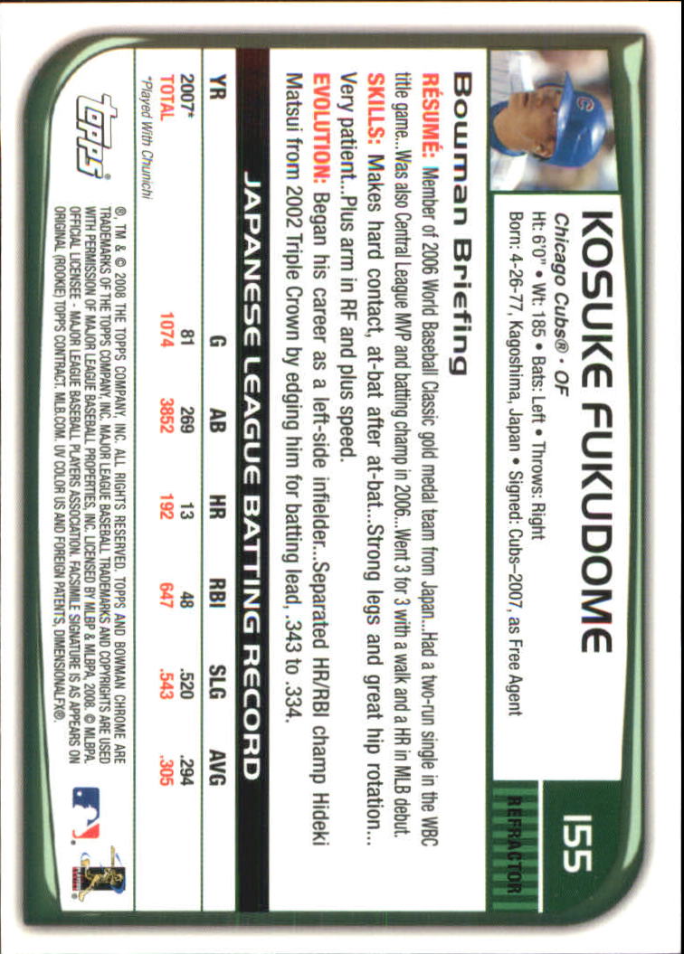 B1057- 2008 Bowman Chrome Refractors BB #s 1-220 -You Pick- 15+ FREE US SHIP - Picture 227 of 329