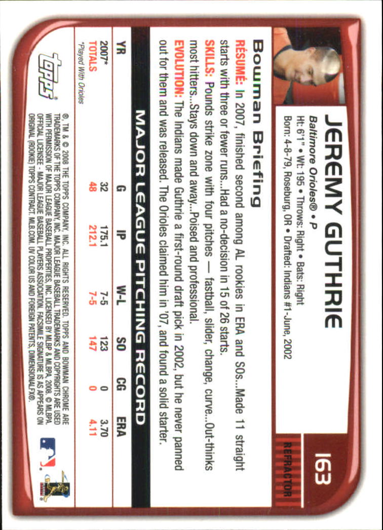 B1057- 2008 Bowman Chrome Refractors BB #s 1-220 -You Pick- 15+ FREE US SHIP - Picture 243 of 329