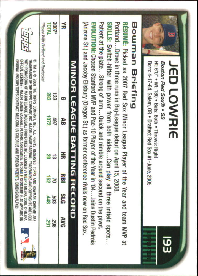 B1057- 2008 Bowman Chrome Refractors BB #s 1-220 -You Pick- 15+ FREE US SHIP - Picture 281 of 329
