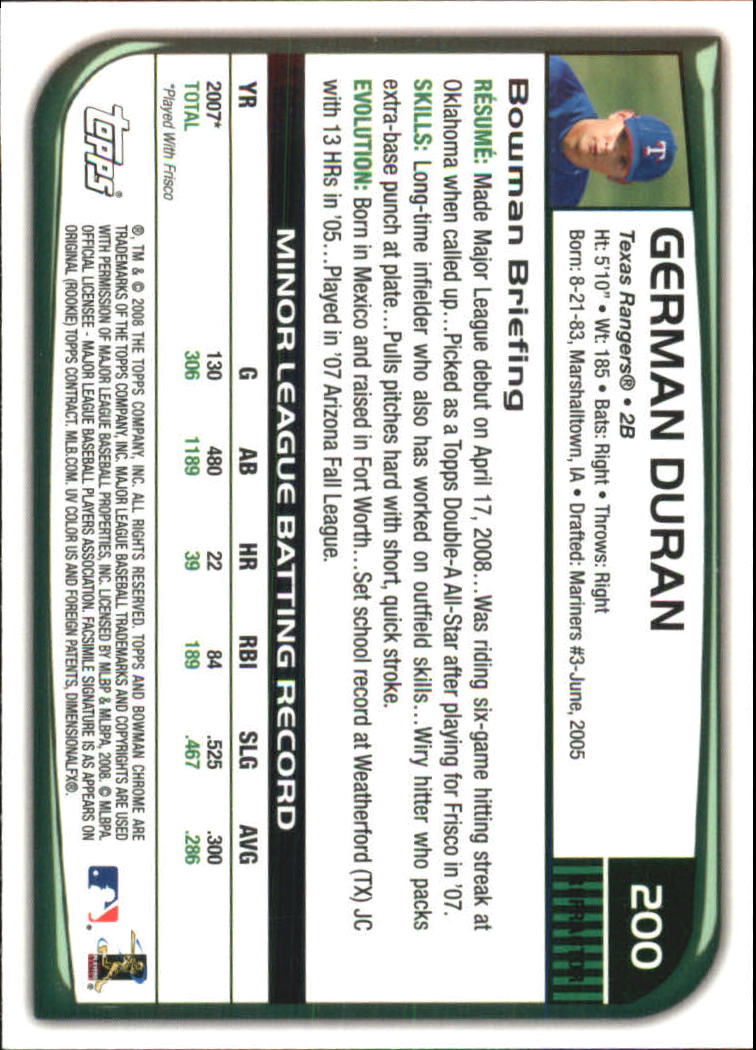 B1057- 2008 Bowman Chrome Refractors BB #s 1-220 -You Pick- 15+ FREE US SHIP - Picture 293 of 329