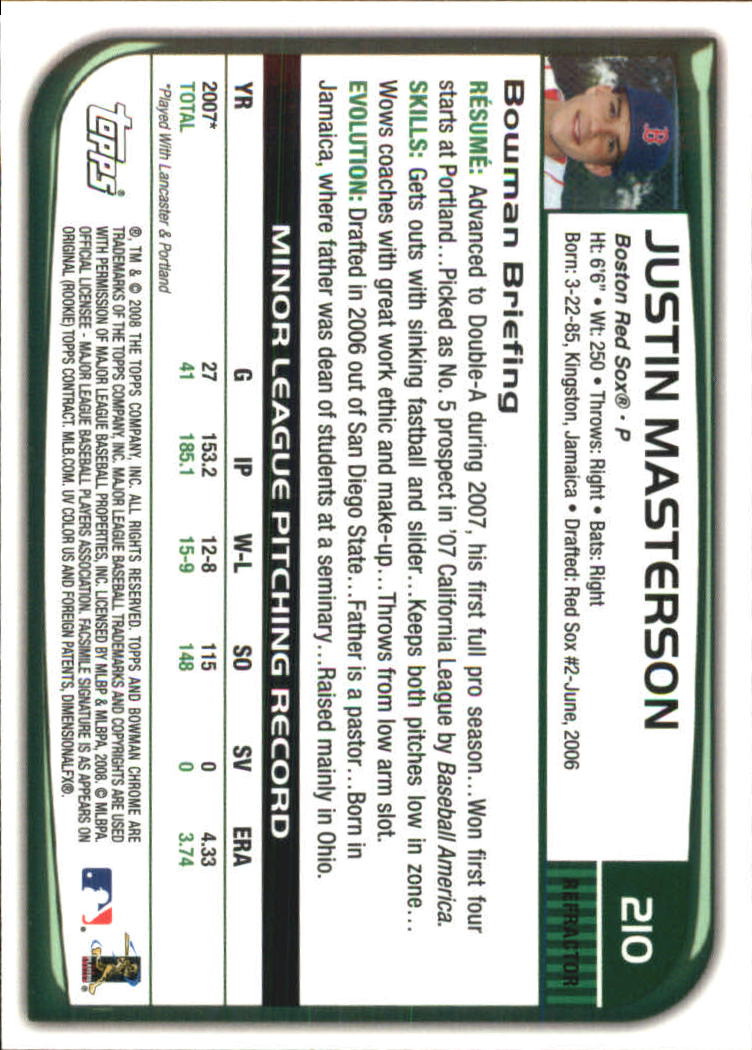 B1057- 2008 Bowman Chrome Refractors BB #s 1-220 -You Pick- 15+ FREE US SHIP - Picture 313 of 329