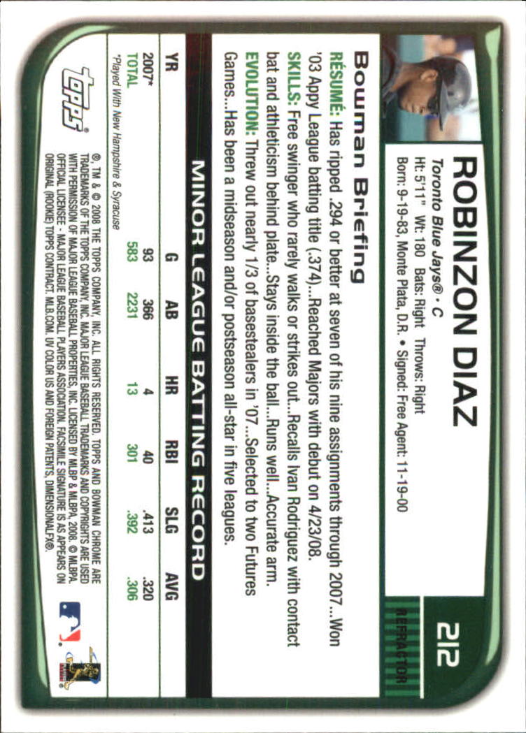 B1057- 2008 Bowman Chrome Refractors BB #s 1-220 -You Pick- 15+ FREE US SHIP - Picture 317 of 329