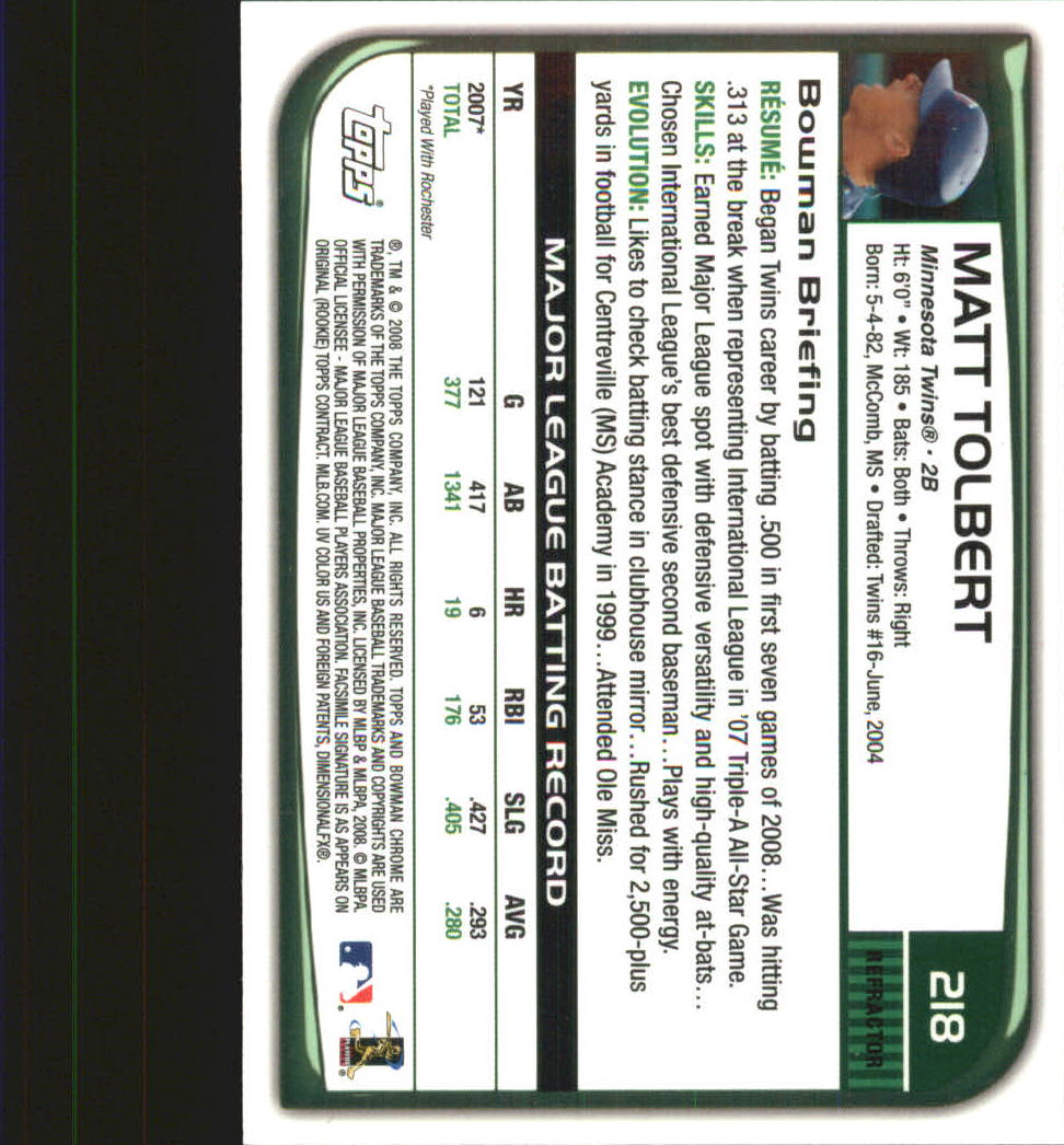 B1057- 2008 Bowman Chrome Refractors BB #s 1-220 -You Pick- 15+ FREE US SHIP - Picture 327 of 329