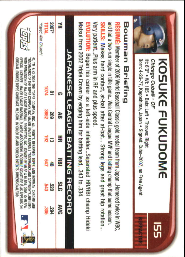 B1057- 2008 Bowman Chrome Refractors BB #s 1-220 -You Pick- 15+ FREE US SHIP - Picture 229 of 329
