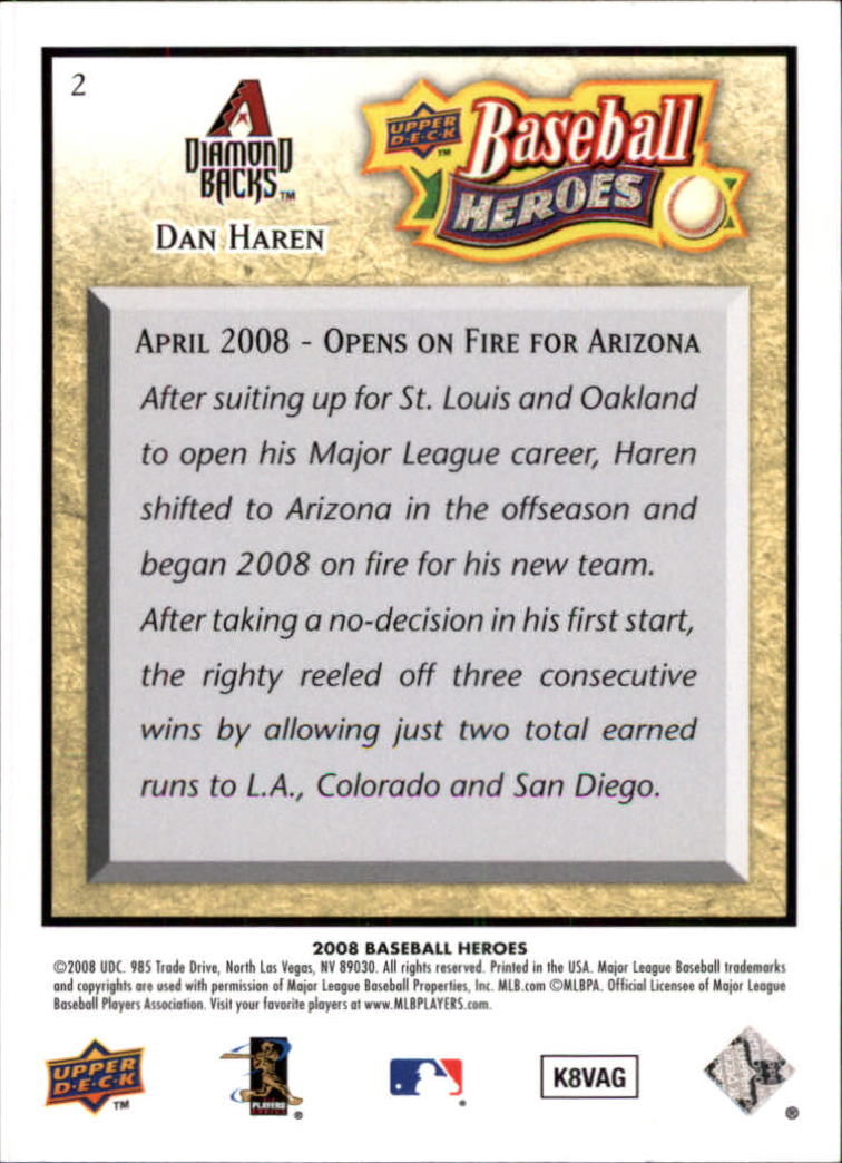 2008 Upper Deck Heroes #2 Dan Haren back image
