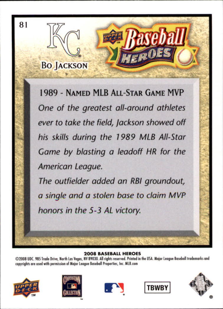 2008 Upper Deck Heroes #81 Bo Jackson back image