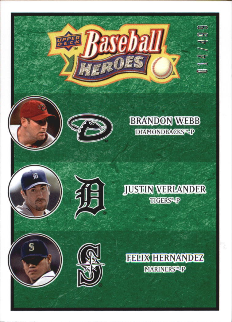 2008 Upper Deck Heroes Emerald #194 Brandon Webb/Justin Verlander/Felix Hernandez