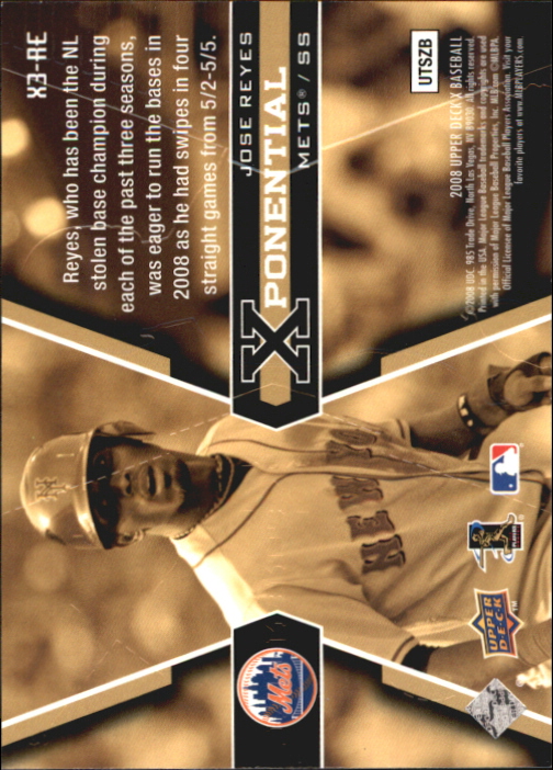 2008 Upper Deck X Xponential 3 #RE Jose Reyes back image