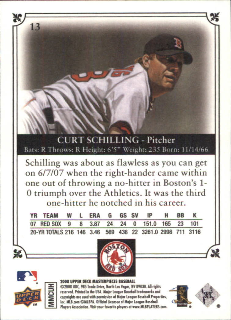 2008 UD Masterpieces #13 Curt Schilling back image