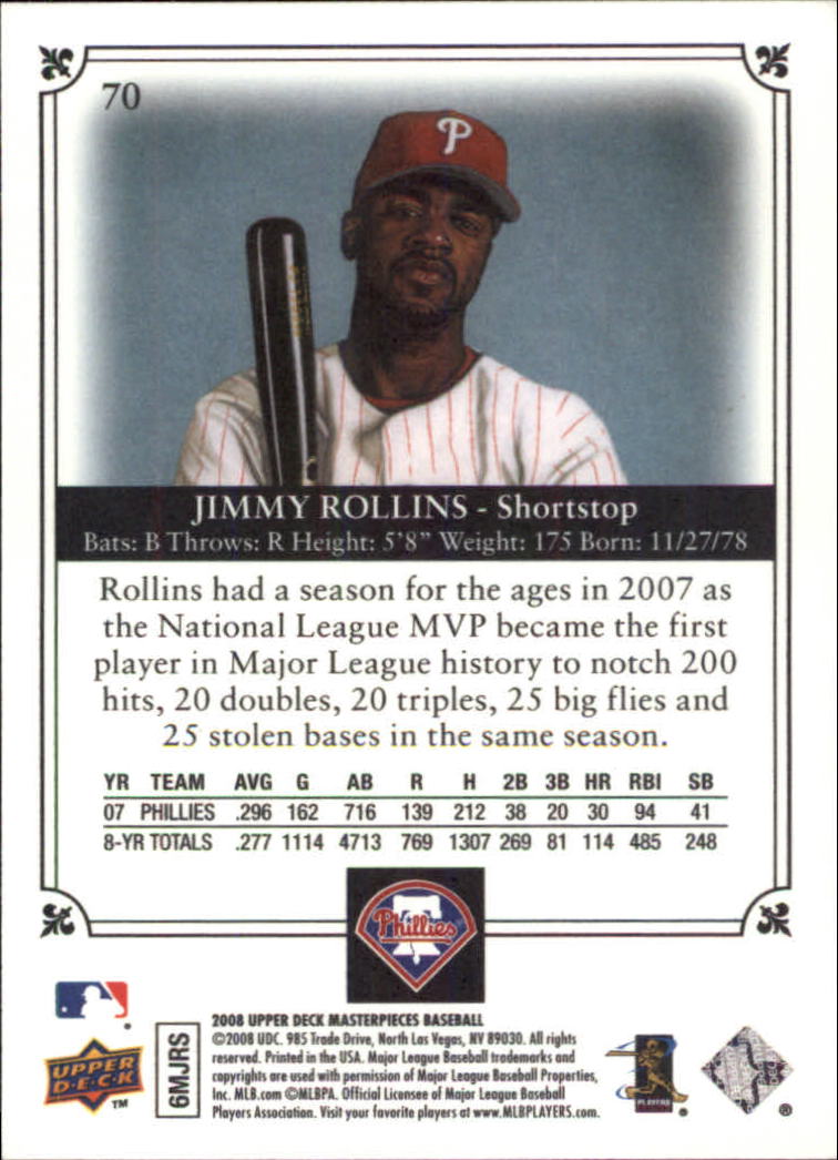 2008 UD Masterpieces #70 Jimmy Rollins back image