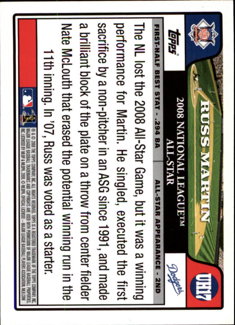 2008 Topps Update #UH17 Russell Martin AS back image