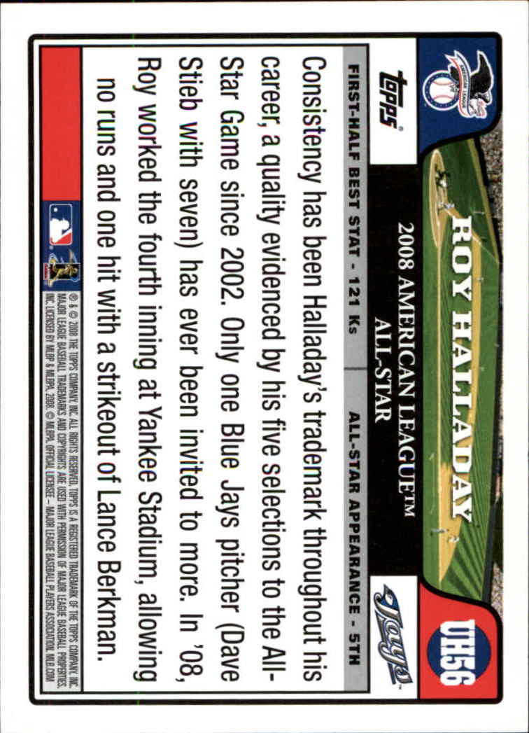 2008 Topps Update #UH56 Roy Halladay AS back image