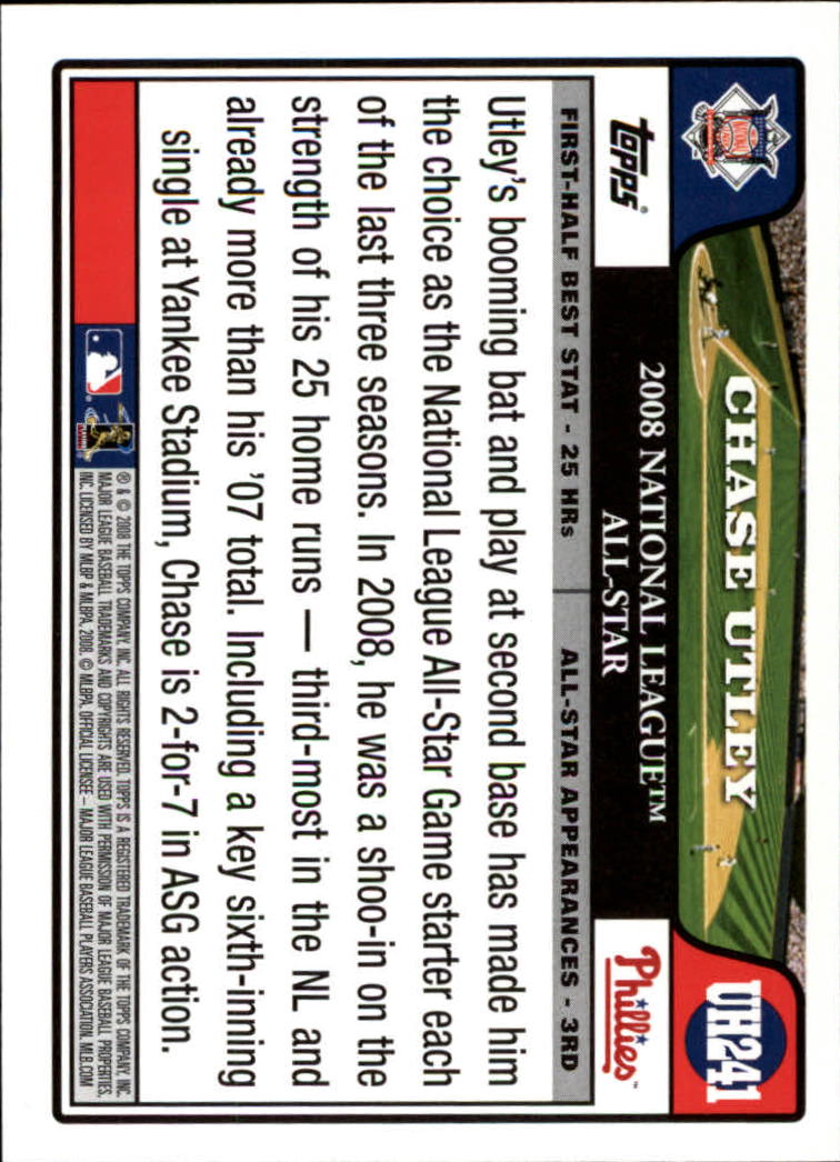 2008 Topps Update #UH241 Chase Utley AS back image