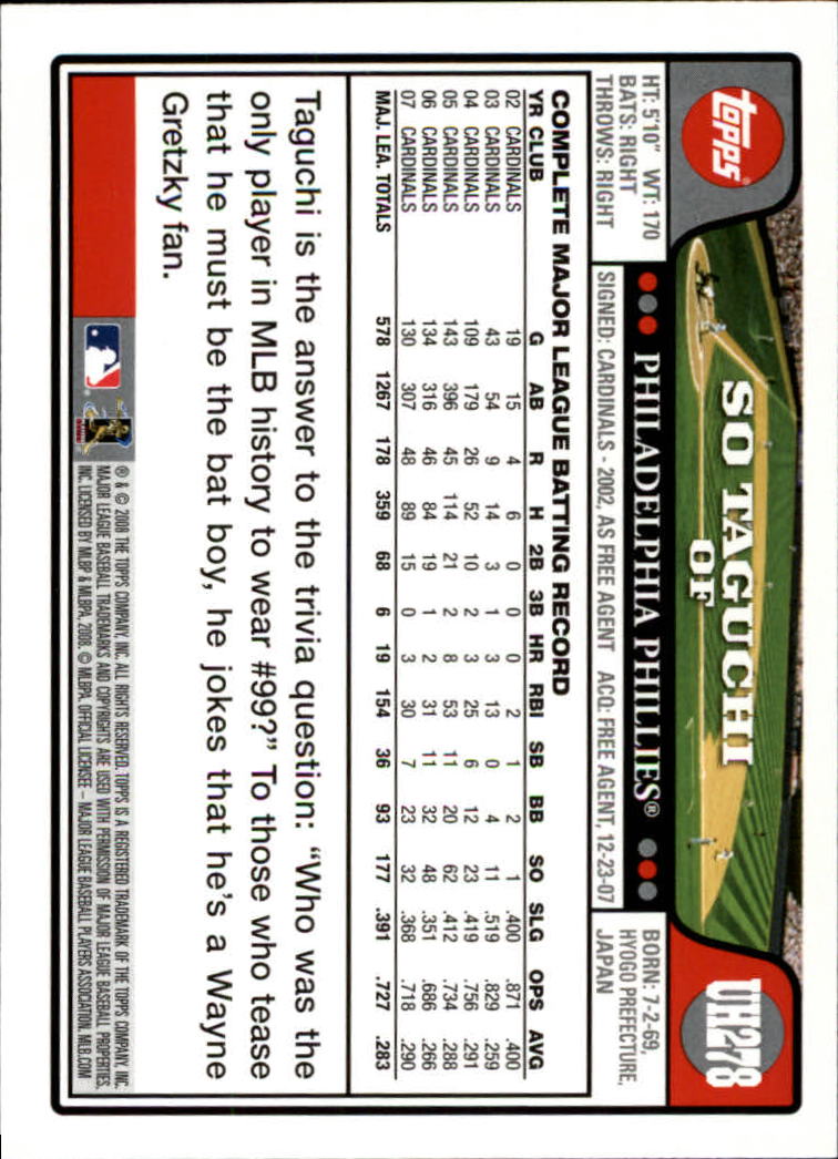 2008 Topps Update #UH278 So Taguchi back image