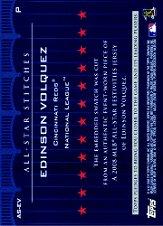 2008 Topps Update All-Star Stitches #EV Edinson Volquez back image