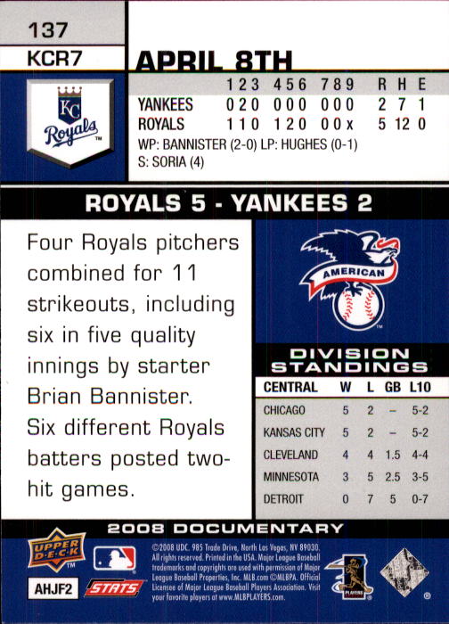 2008 Upper Deck Documentary #137 Billy Butler back image