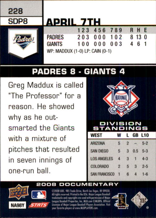 2008 Upper Deck Documentary #228 Adrian Gonzalez back image