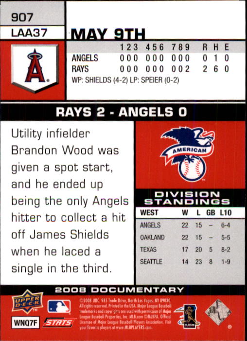 2008 Upper Deck Documentary #907 Chone Figgins back image